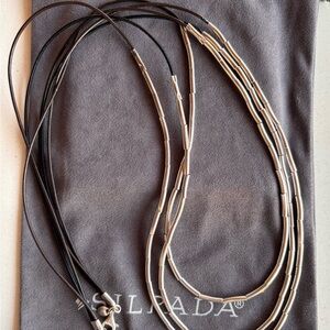 SILPADA 925 Sterling Flash 30” Black/Brown Leather Necklace N2196